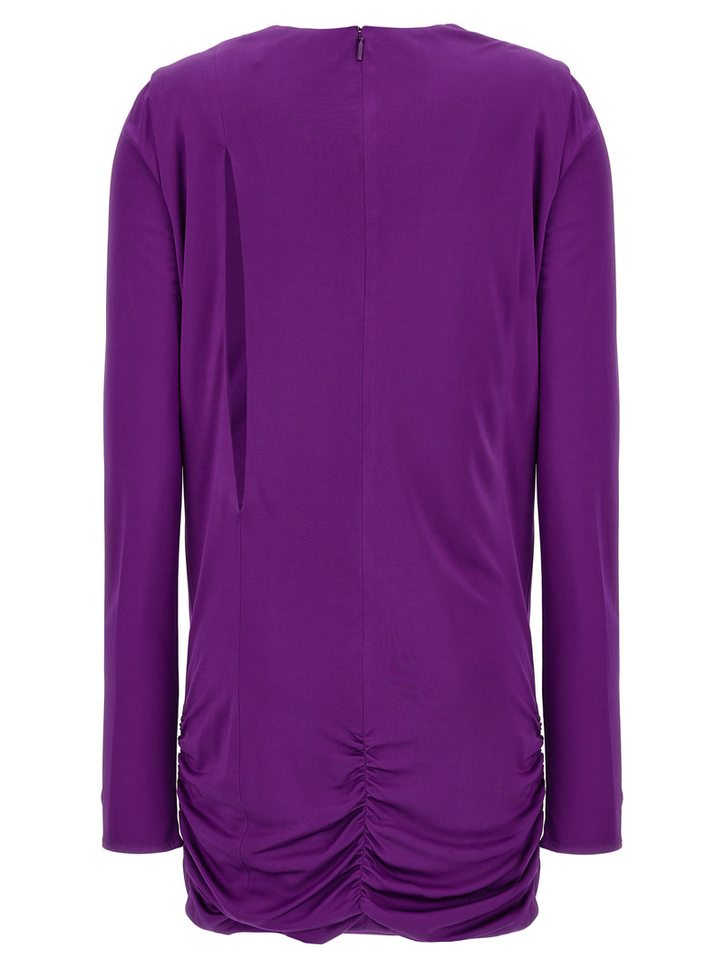 Versace Purple Viscose Short Dress with Cut-Out Details