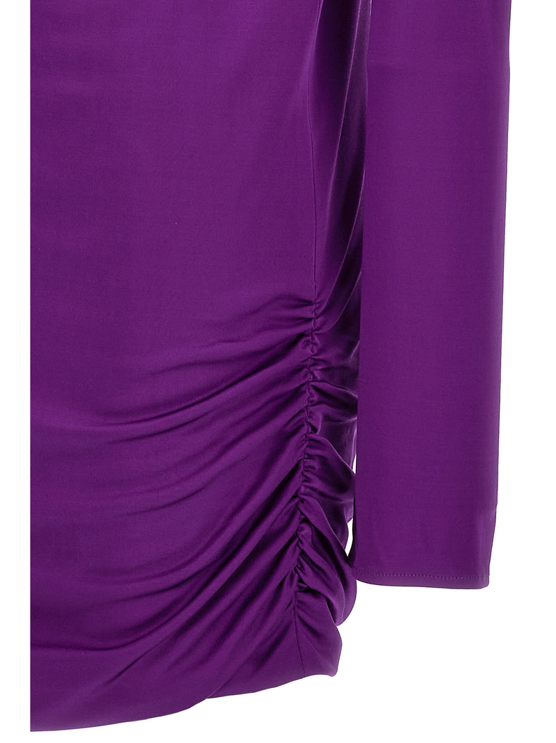 Versace Purple Viscose Short Dress with Cut-Out Details