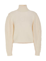 MIXIK White Wool Cardigan - Monique Turtleneck Sweater