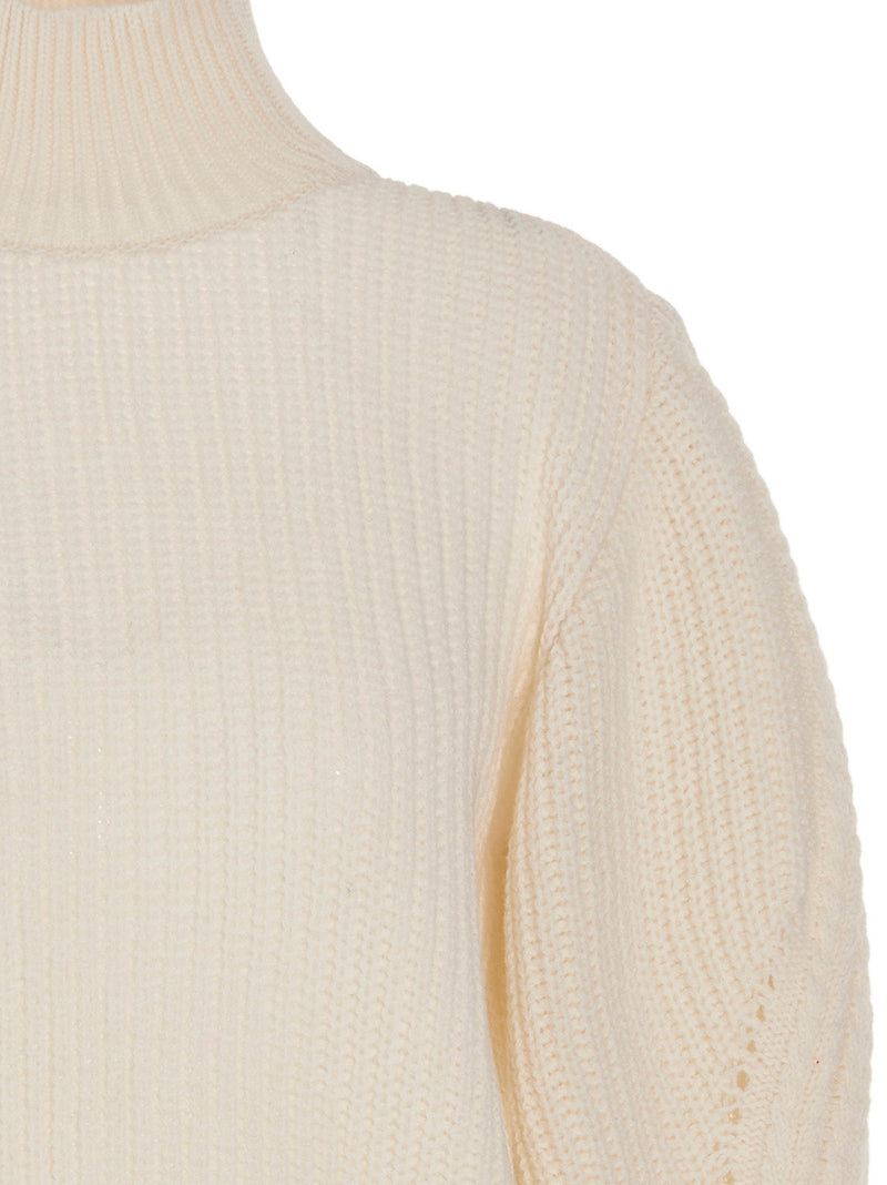 MIXIK White Wool Cardigan - Monique Turtleneck Sweater