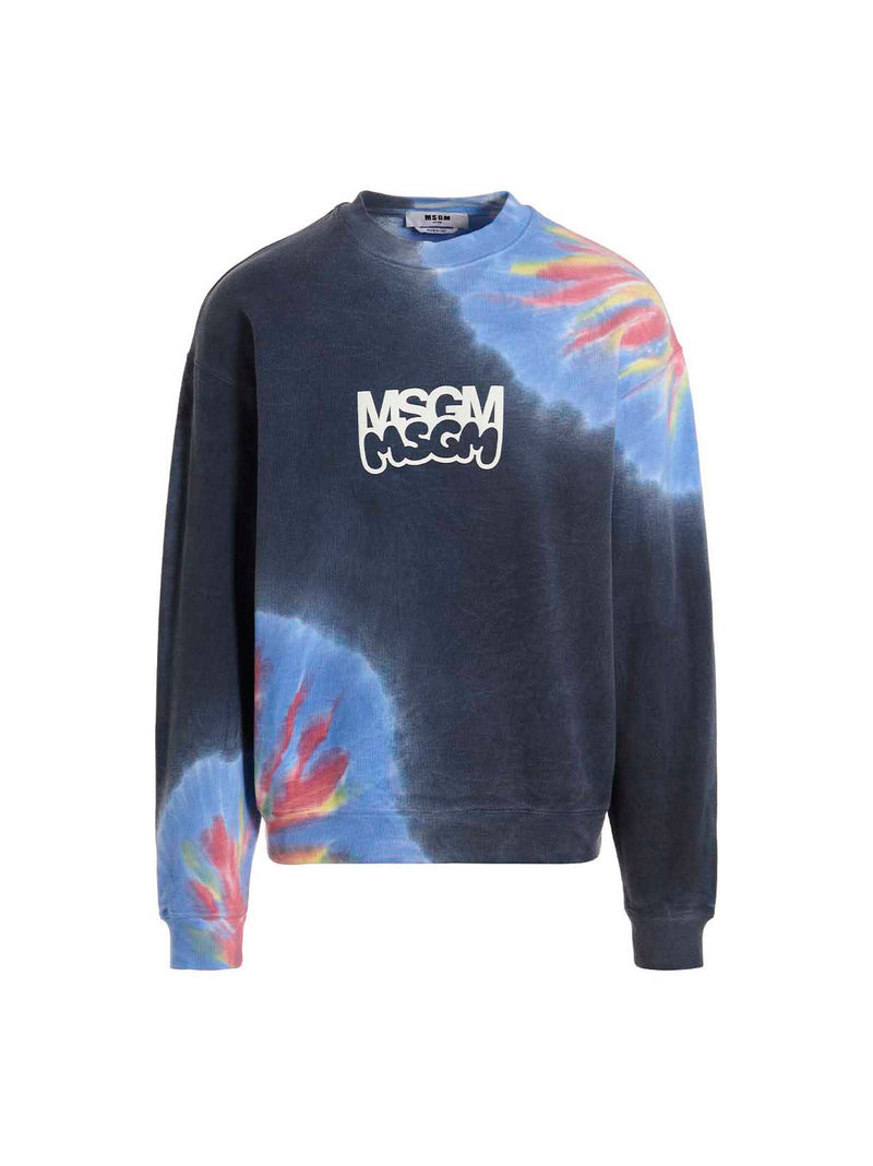 MSGM Multicolor Cotton Sweatshirt - Trendy Tie-Dye Design