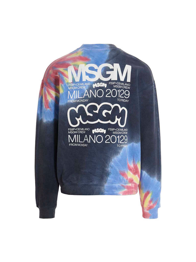 MSGM Multicolor Cotton Sweatshirt - Trendy Tie-Dye Design