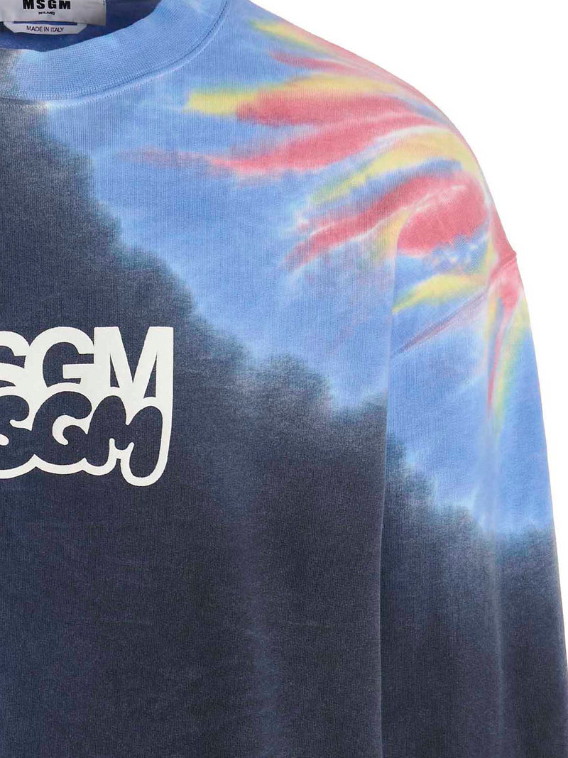 MSGM Multicolor Cotton Sweatshirt - Trendy Tie-Dye Design