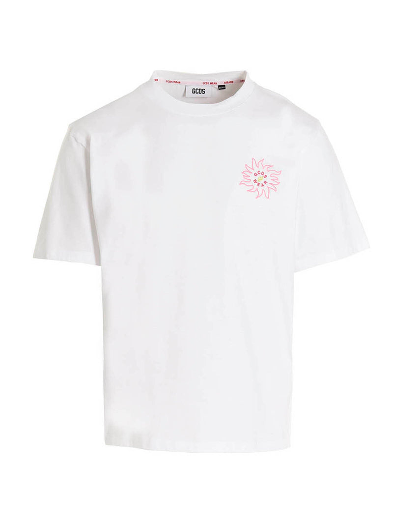 GCDS White Cotton T-Shirt - Surfing Weirdo Design