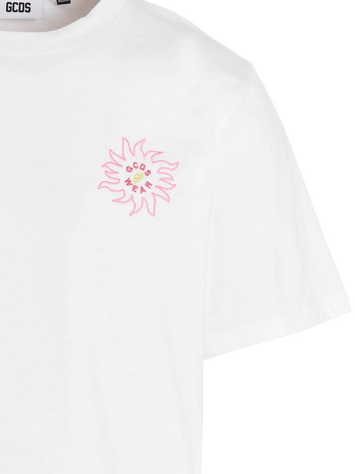 GCDS White Cotton T-Shirt - Surfing Weirdo Design