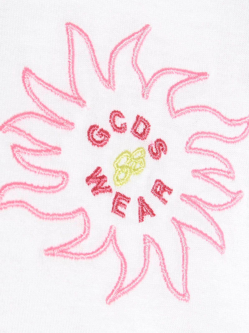 GCDS White Cotton T-Shirt - Surfing Weirdo Design