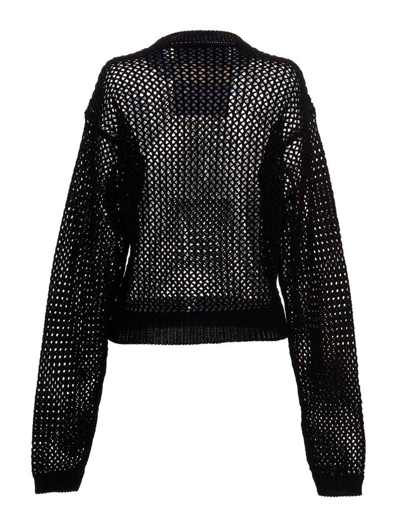 RAMAEL Black Cotton Cardigan - Bio Cable Sweater for Women