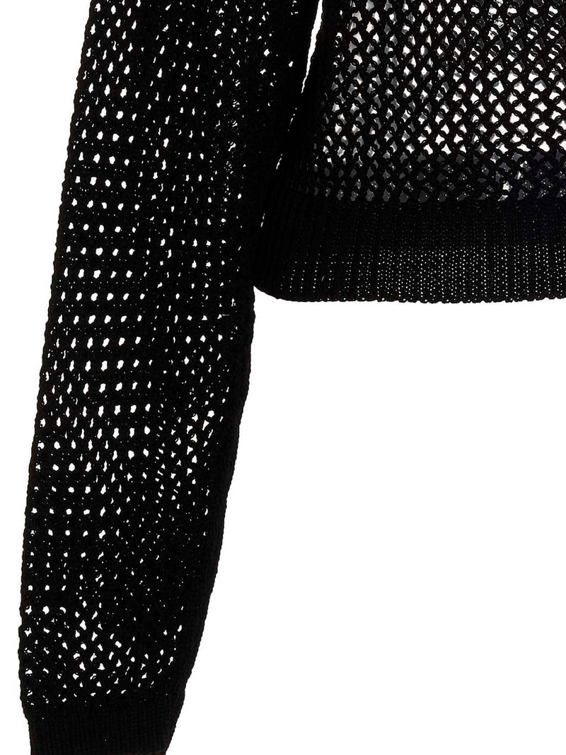 RAMAEL Black Cotton Cardigan - Bio Cable Sweater for Women