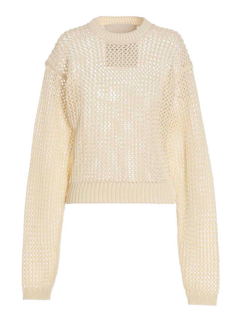 RAMAEL White Cotton Cardigan - Bio Cable Sweater for Women