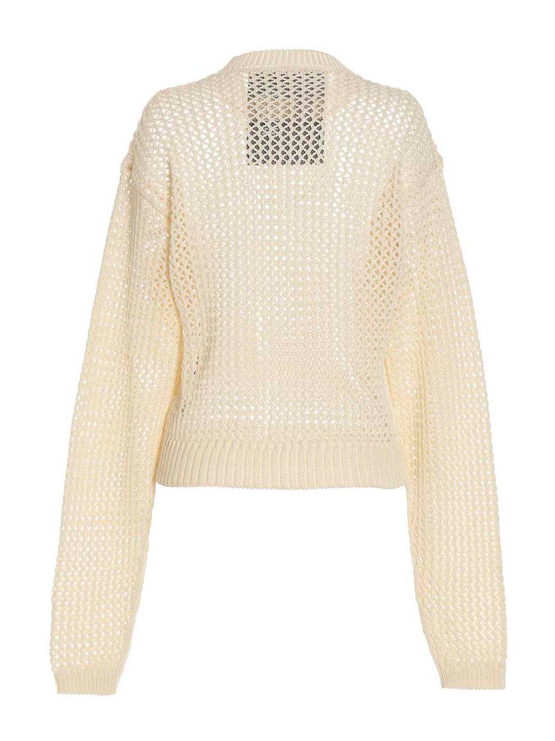 RAMAEL White Cotton Cardigan - Bio Cable Sweater for Women