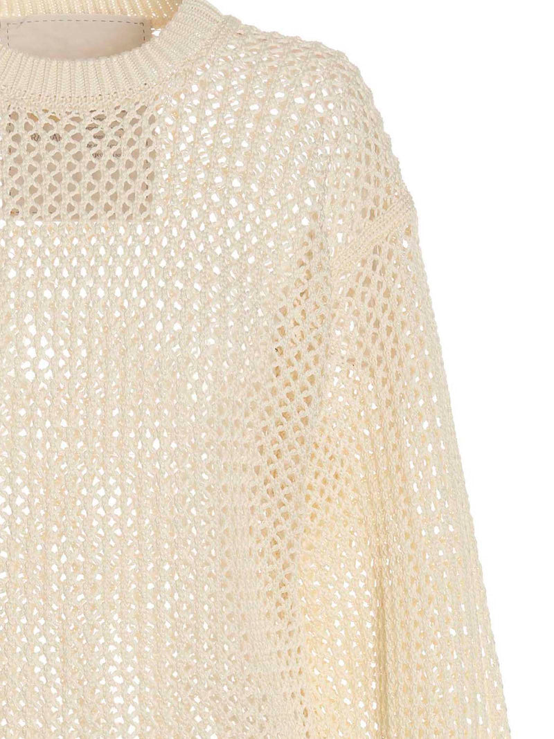 RAMAEL White Cotton Cardigan - Bio Cable Sweater for Women