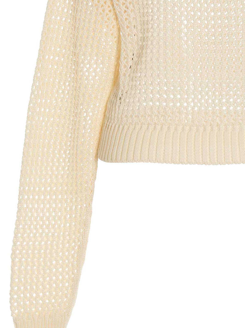 RAMAEL White Cotton Cardigan - Bio Cable Sweater for Women