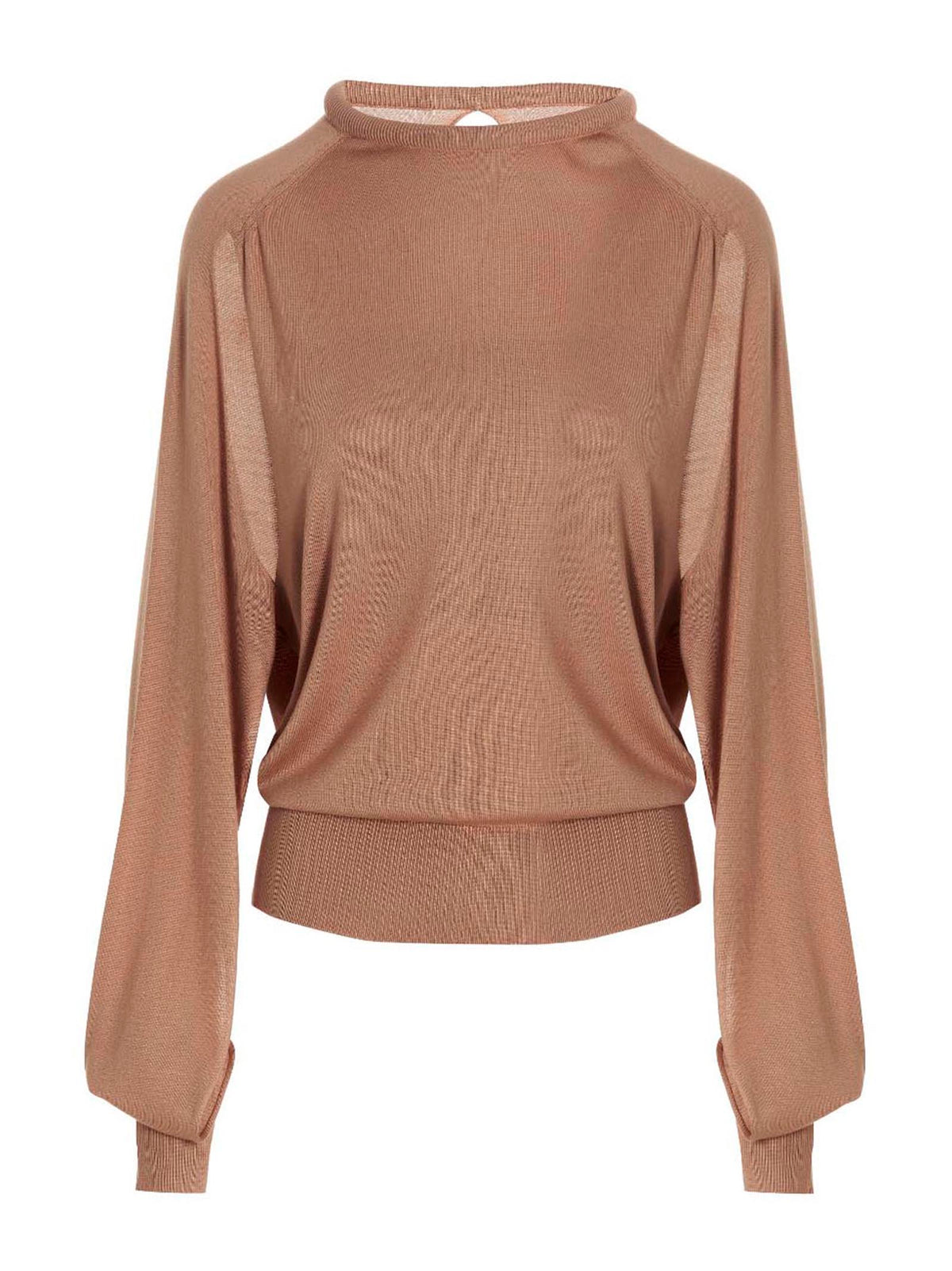 RAMAEL Beige Silk Cardigan with Cut-Out Details