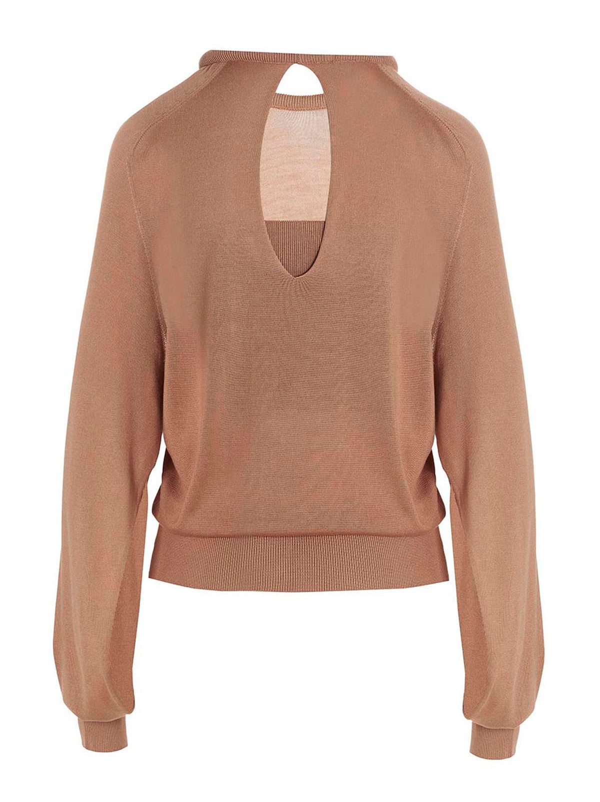 RAMAEL Beige Silk Cardigan with Cut-Out Details