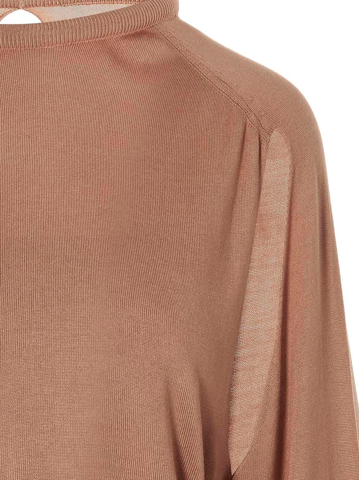 RAMAEL Beige Silk Cardigan with Cut-Out Details
