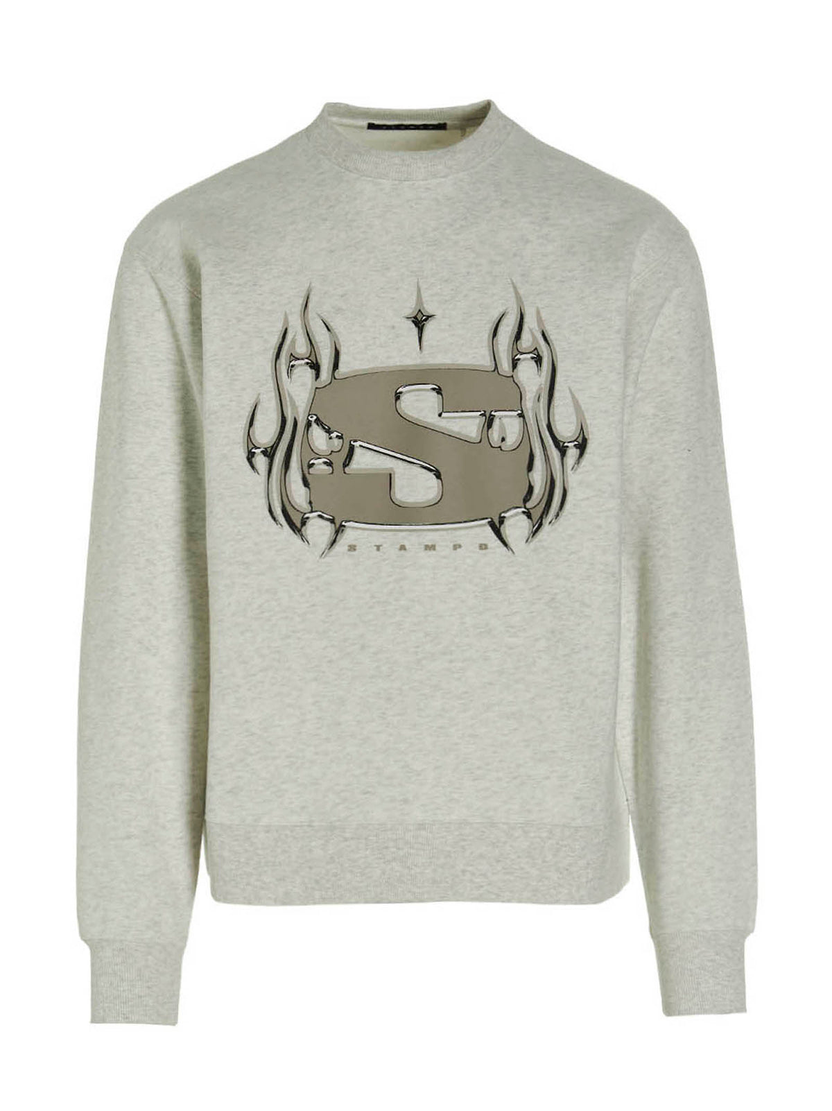 STAMPD Gray Cotton Sweatshirt - Chrome Flame Design