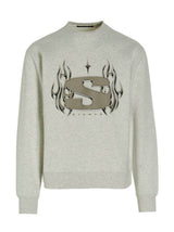 STAMPD Gray Cotton Sweatshirt - Chrome Flame Design