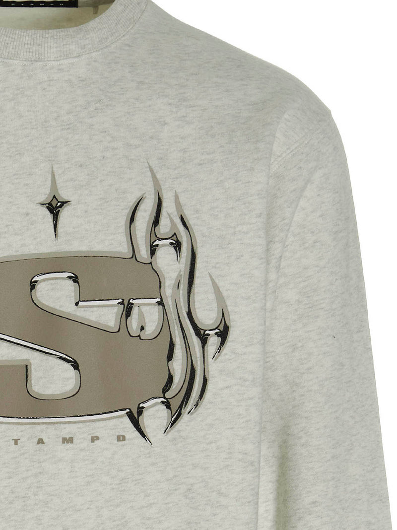 STAMPD Chrome Flame Gray Cotton Sweatshirt for Men