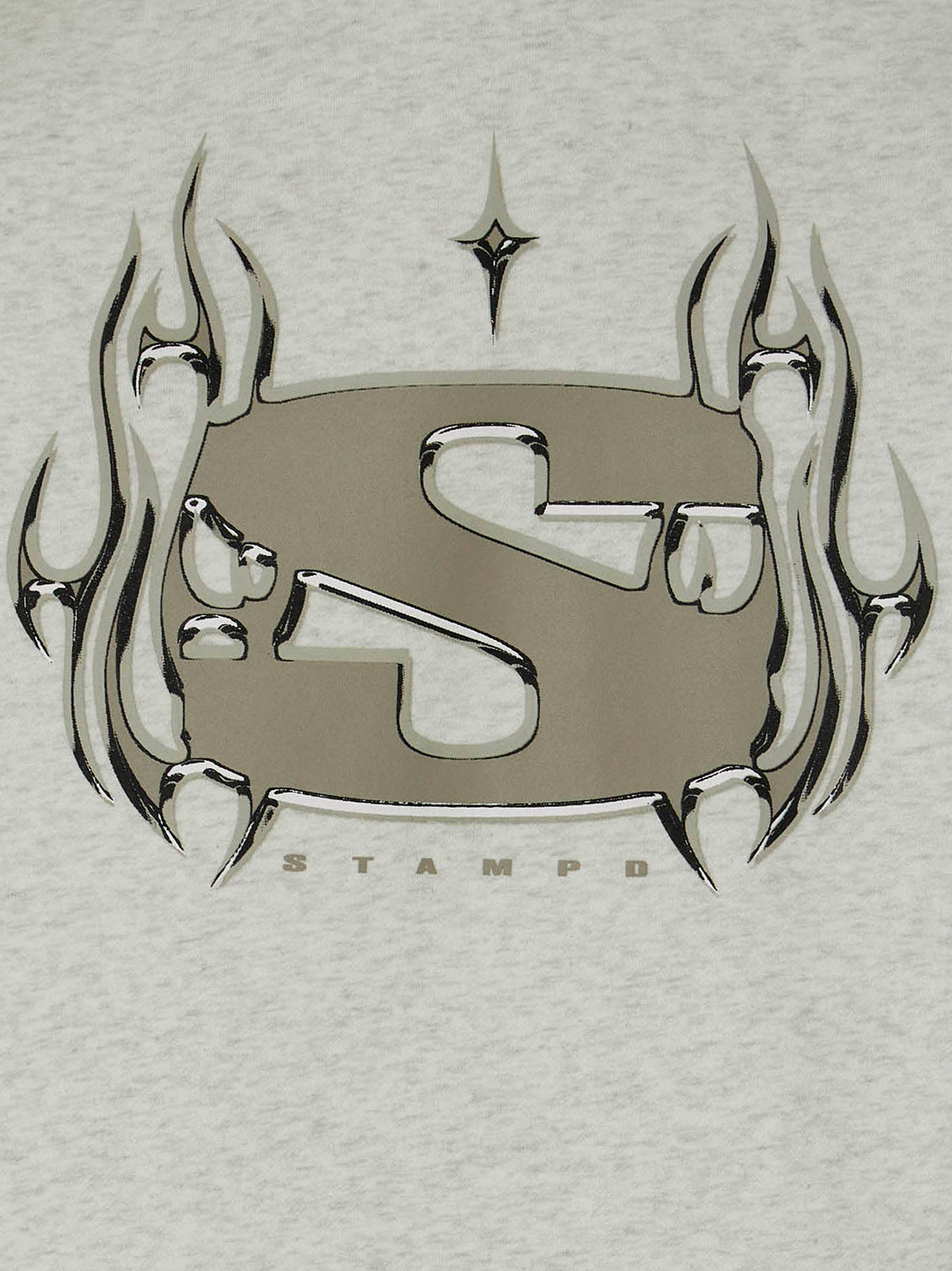 STAMPD Gray Cotton Sweatshirt - Chrome Flame Design