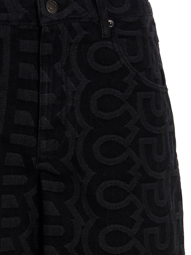 Marc Jacobs Monogram Black Cotton Blend Denim Jeans