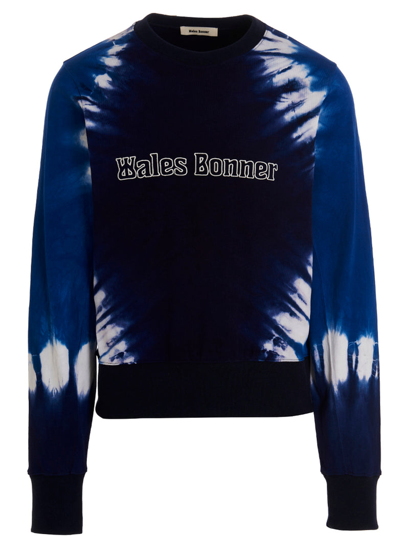 WALES BONNER Blue Cotton Sweatshirt with Logo Embroidery