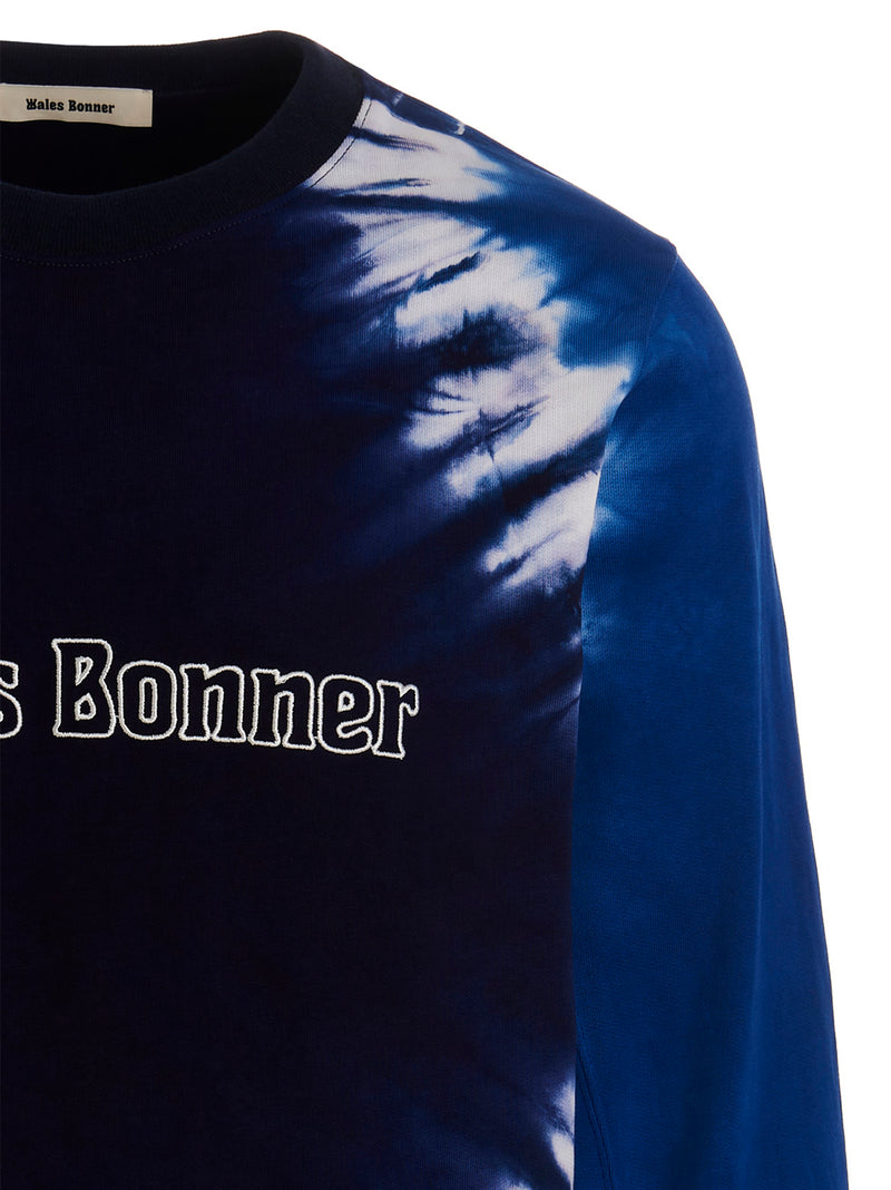 WALES BONNER Blue Cotton Sweatshirt with Logo Embroidery