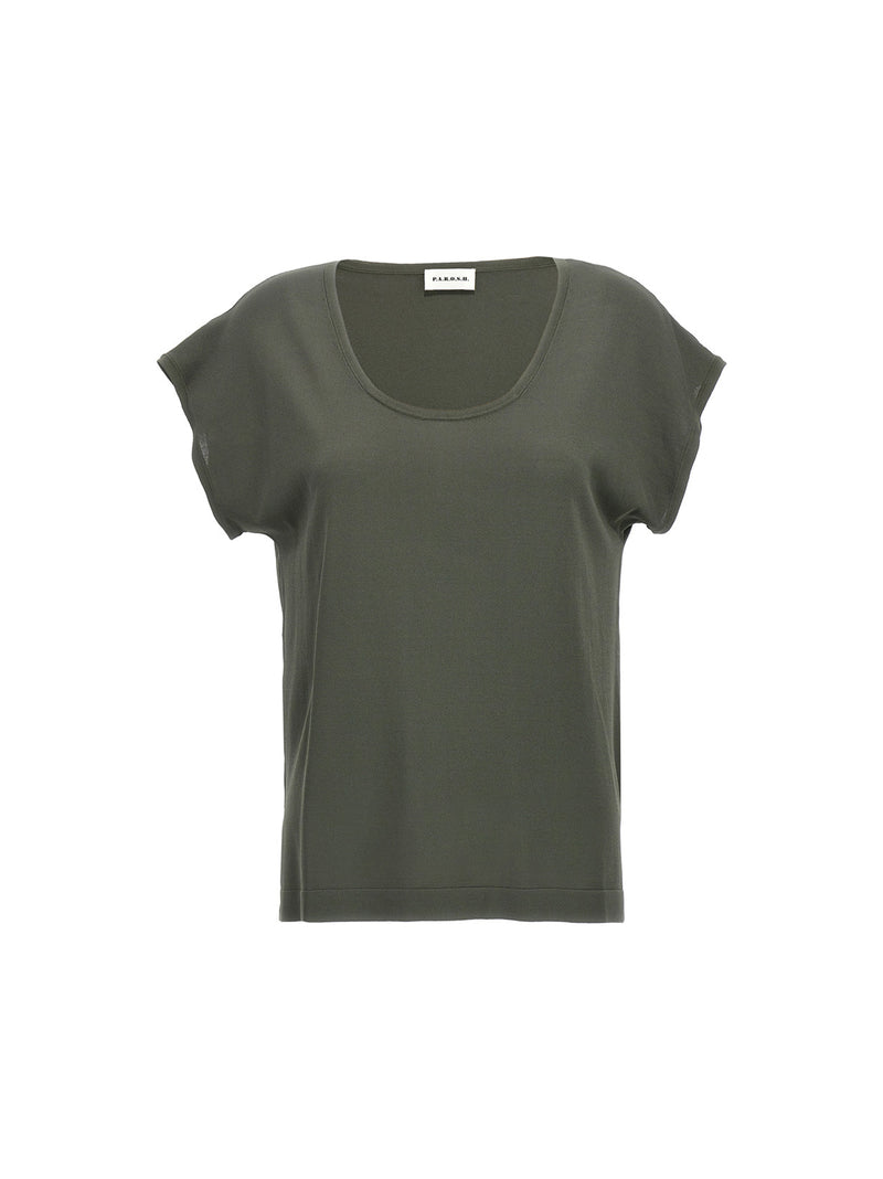 P.A.R.O.S.H. Roux Bicolor Viscose T-Shirt in Green