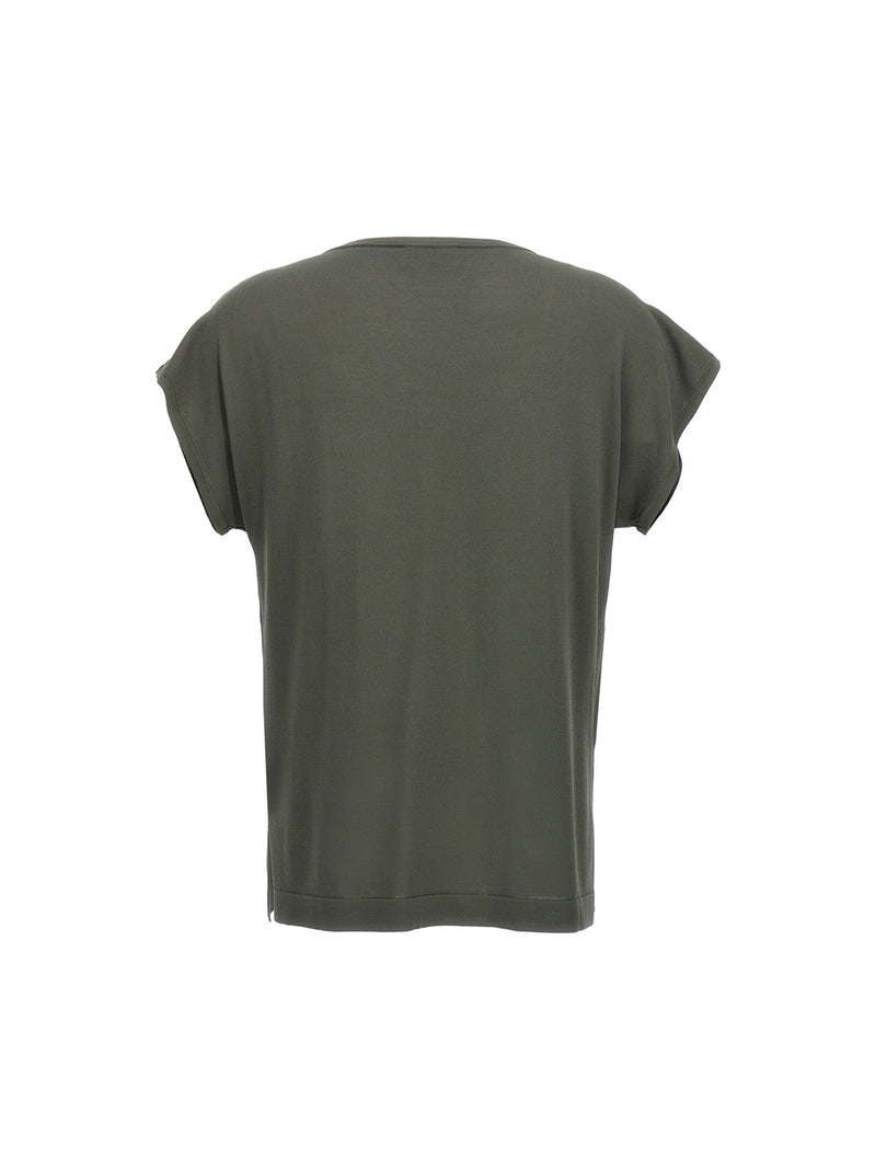 P.A.R.O.S.H. Roux Bicolor Viscose T-Shirt in Green