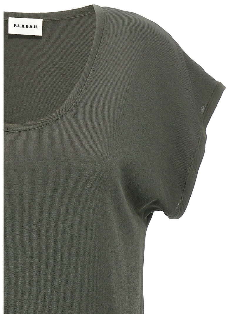 P.A.R.O.S.H. Roux Bicolor Viscose T-Shirt in Green