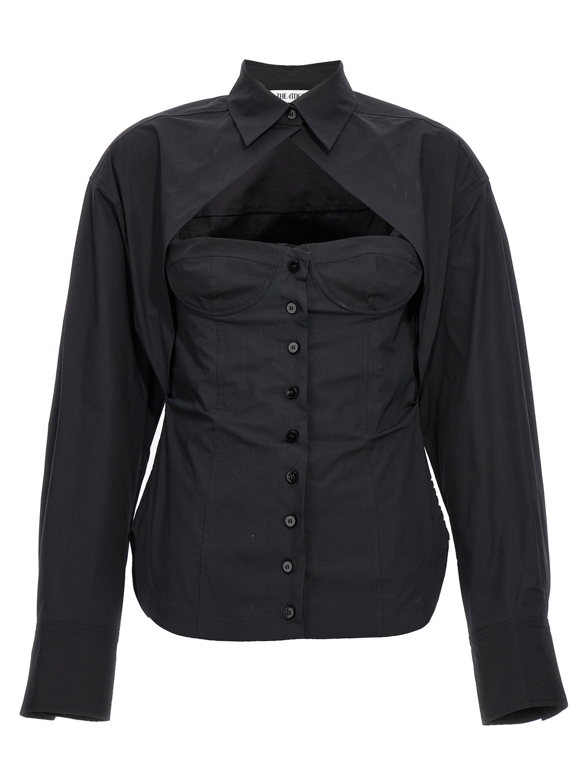 The Attico Black Cotton Blouse - Chic Bustier Design