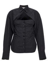The Attico Black Cotton Blouse - Chic Bustier Design