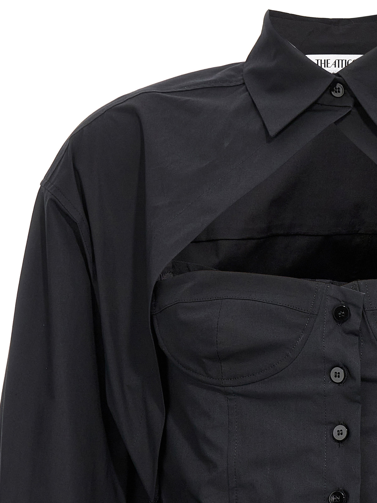 The Attico Black Cotton Blouse - Chic Bustier Design