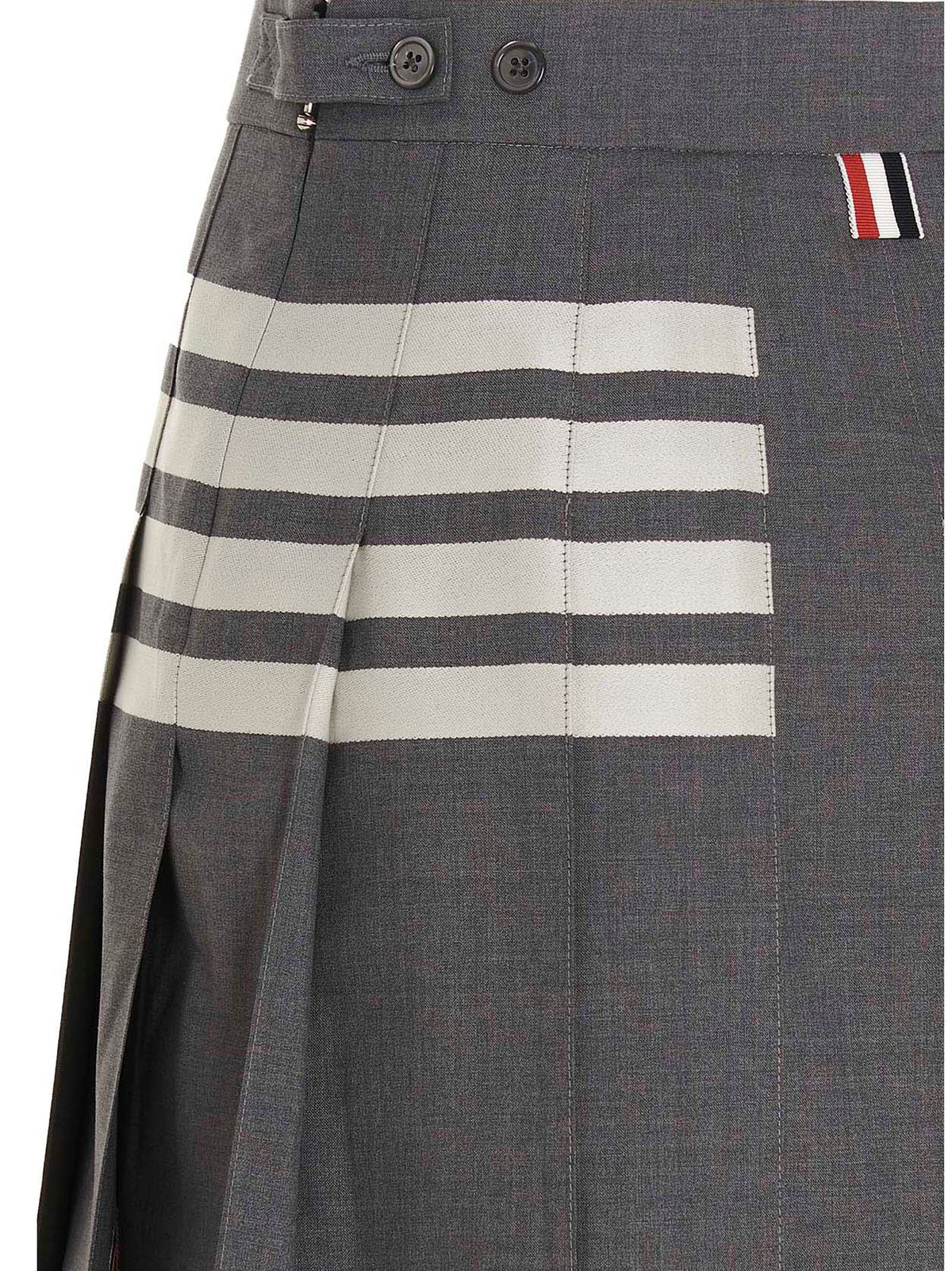 Thom Browne Gray Wool Long Skirt - Timeless Elegance
