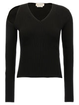 Alexander McQueen Black Wool Cardigan with Cut-Out Detail