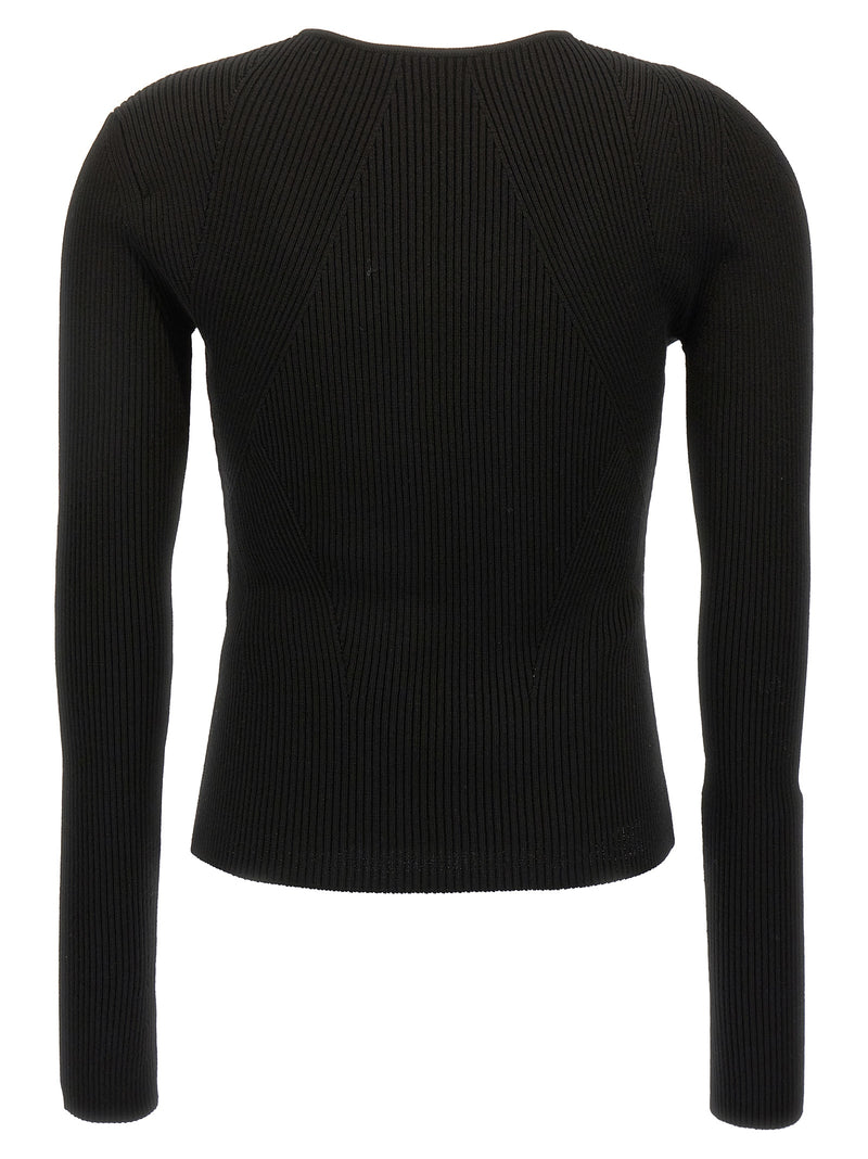 Alexander McQueen Black Wool Cardigan with Cut-Out Detail