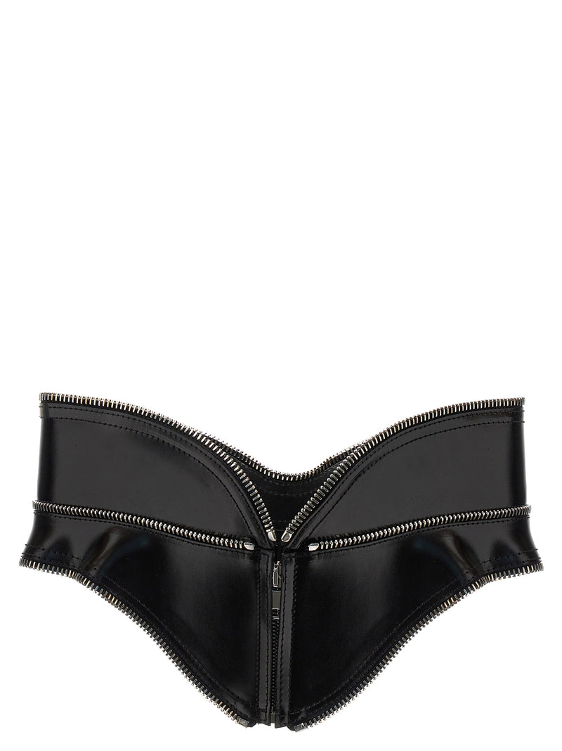 Alexander McQueen Black Leather Corset Belt for Women