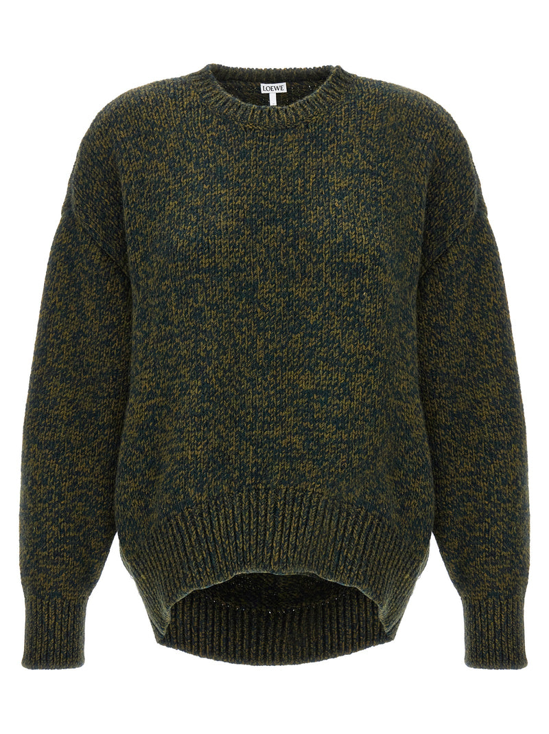 Loewe Bicolor Elastane Cardigan - Green Wool Blend