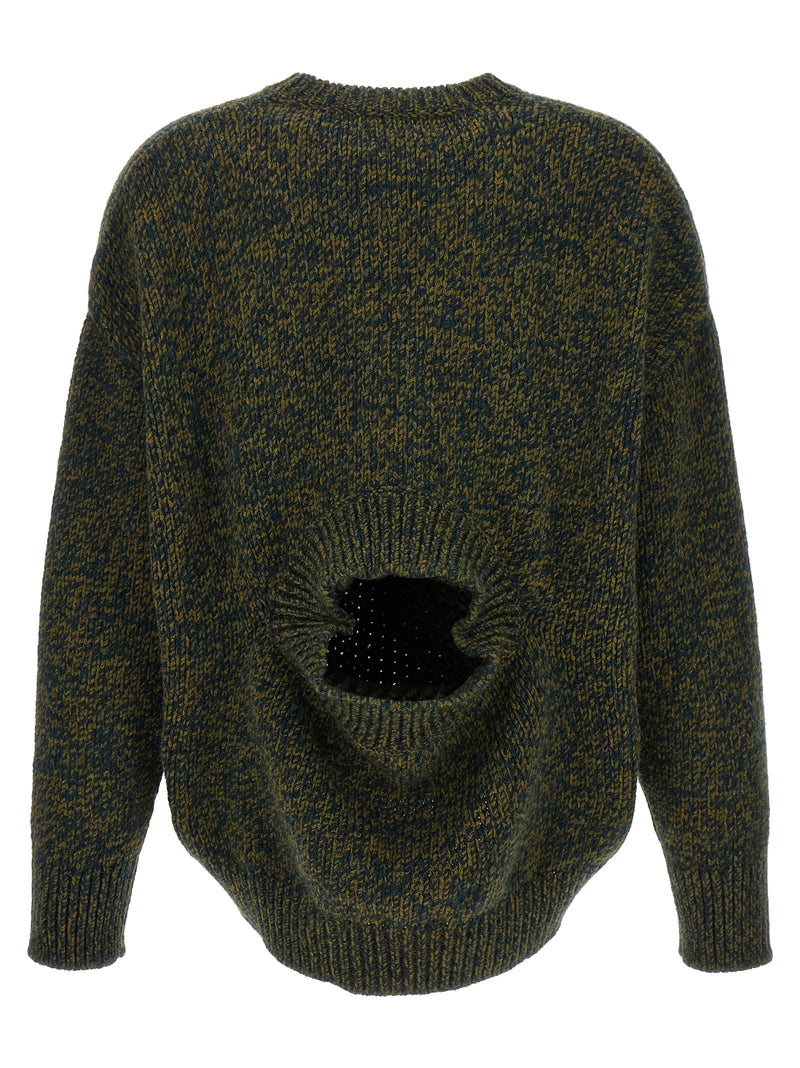 Loewe Bicolor Elastane Cardigan - Green Wool Blend