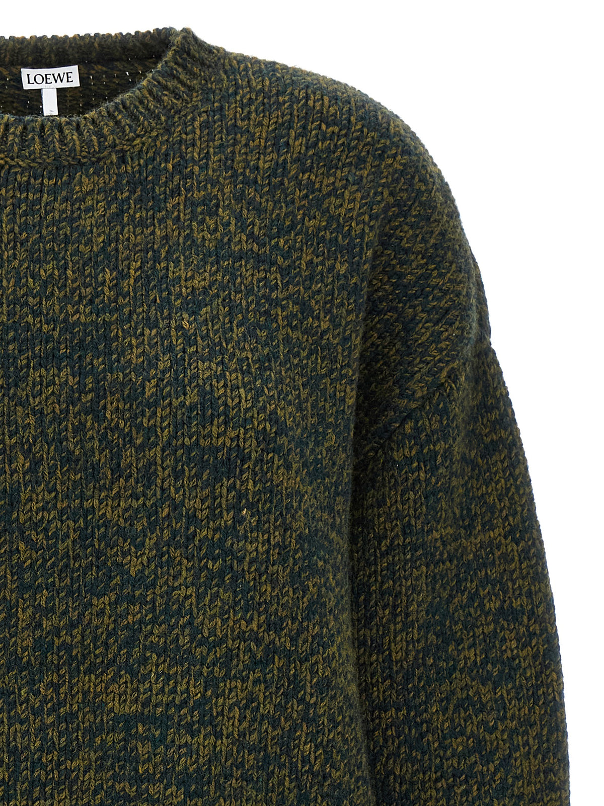 Loewe Bicolor Elastane Cardigan - Green Wool Blend