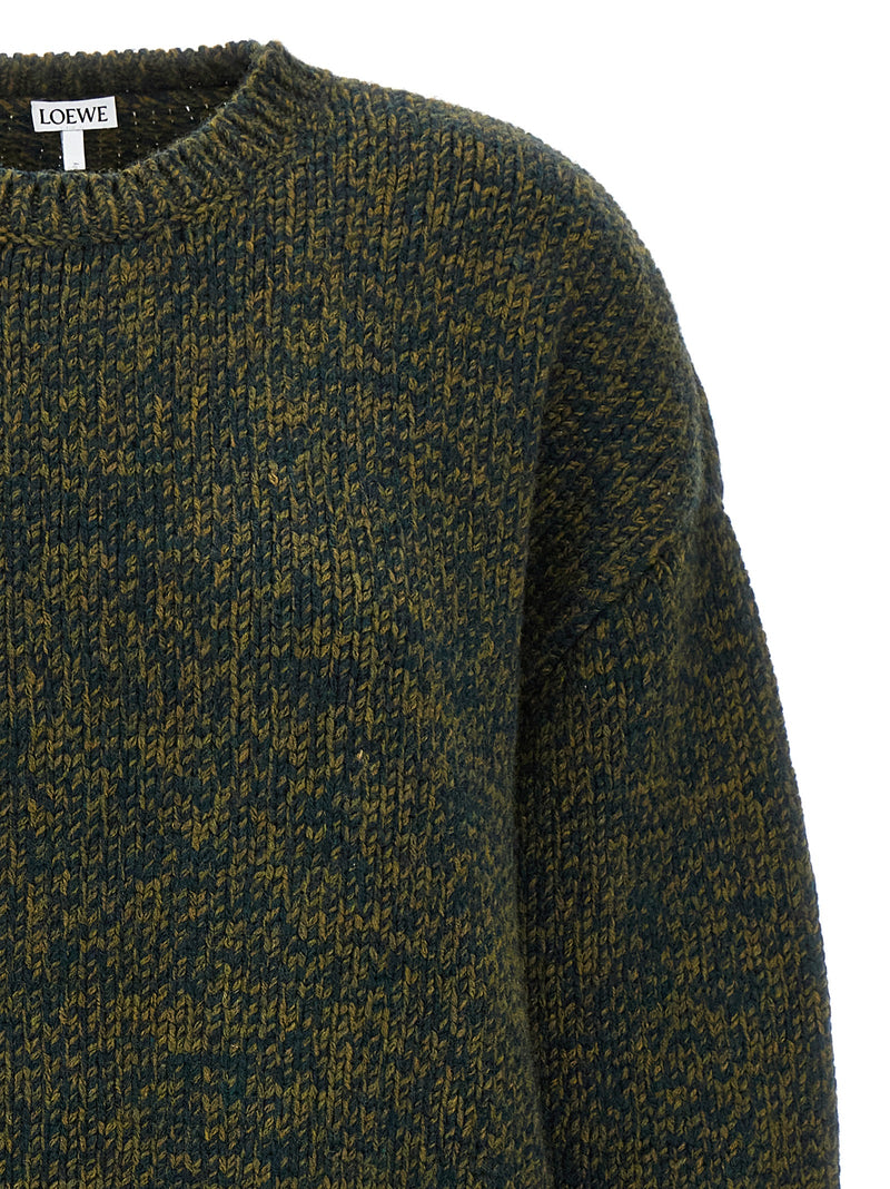 Loewe Bicolor Elastane Cardigan - Green Wool Blend