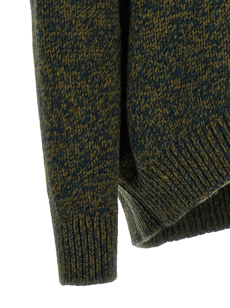 Loewe Bicolor Elastane Cardigan - Green Wool Blend