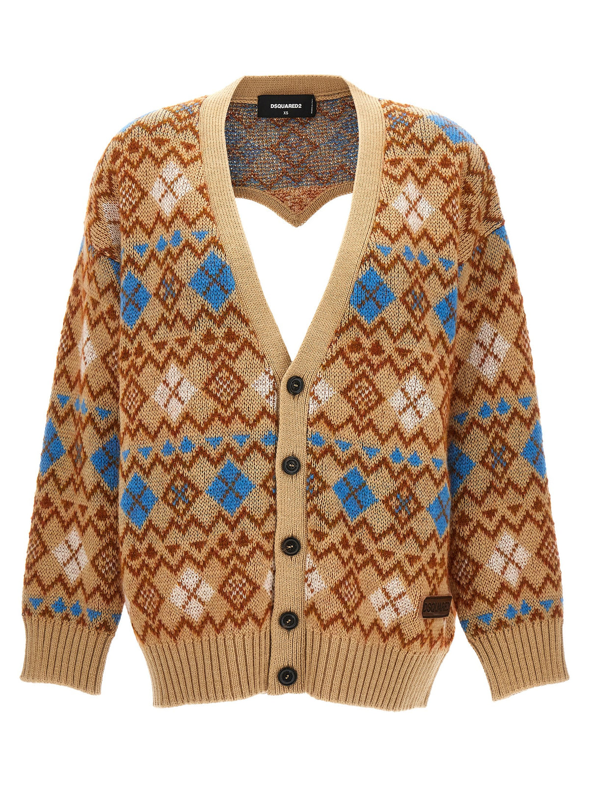Dsquared² Heart Vintage Shetland Multicolor Wool Cardigan