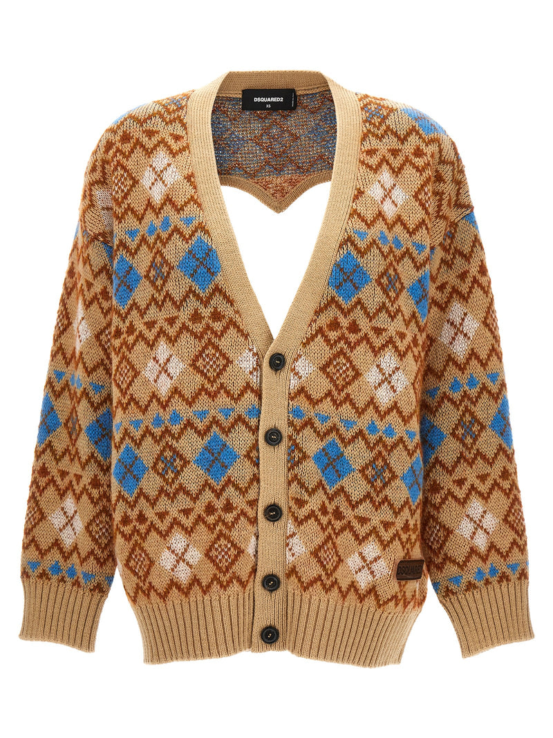 Dsquared² Heart Vintage Shetland Multicolor Wool Cardigan