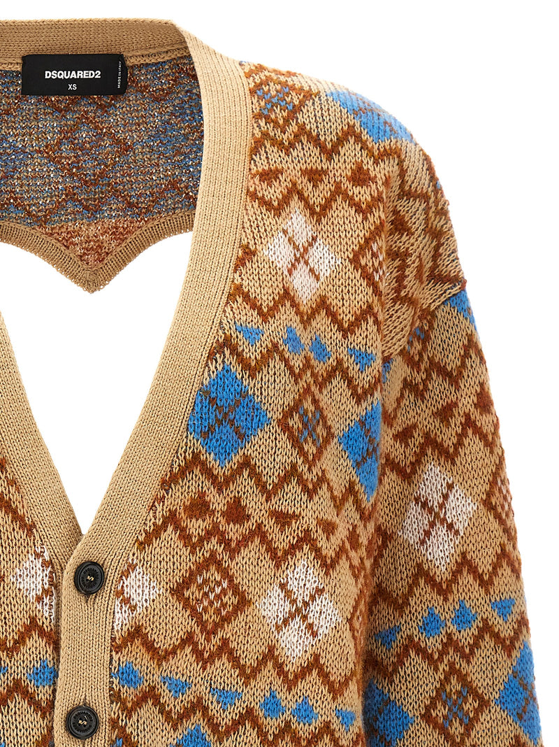 Dsquared² Heart Vintage Shetland Multicolor Wool Cardigan