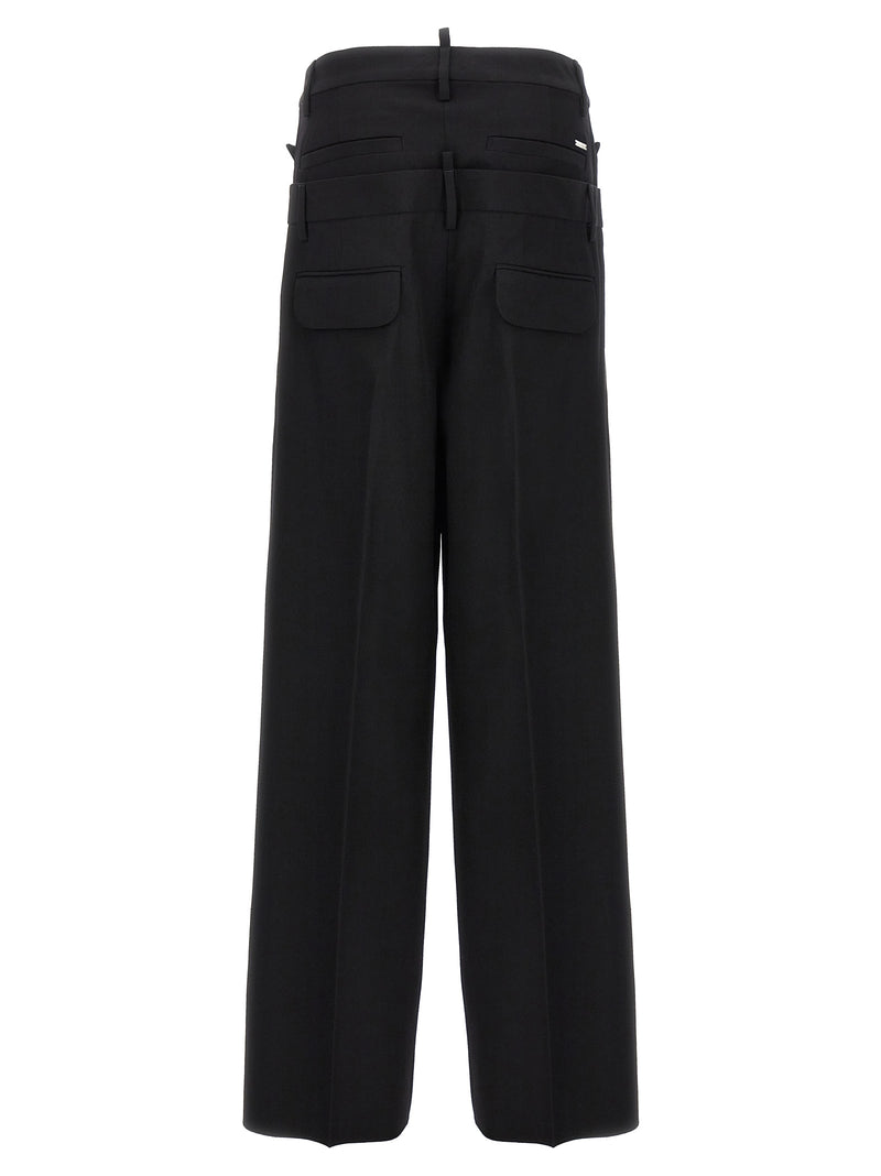 Dsquared² Black Virgin Wool Dress Pants - Chic Wide-Leg Design