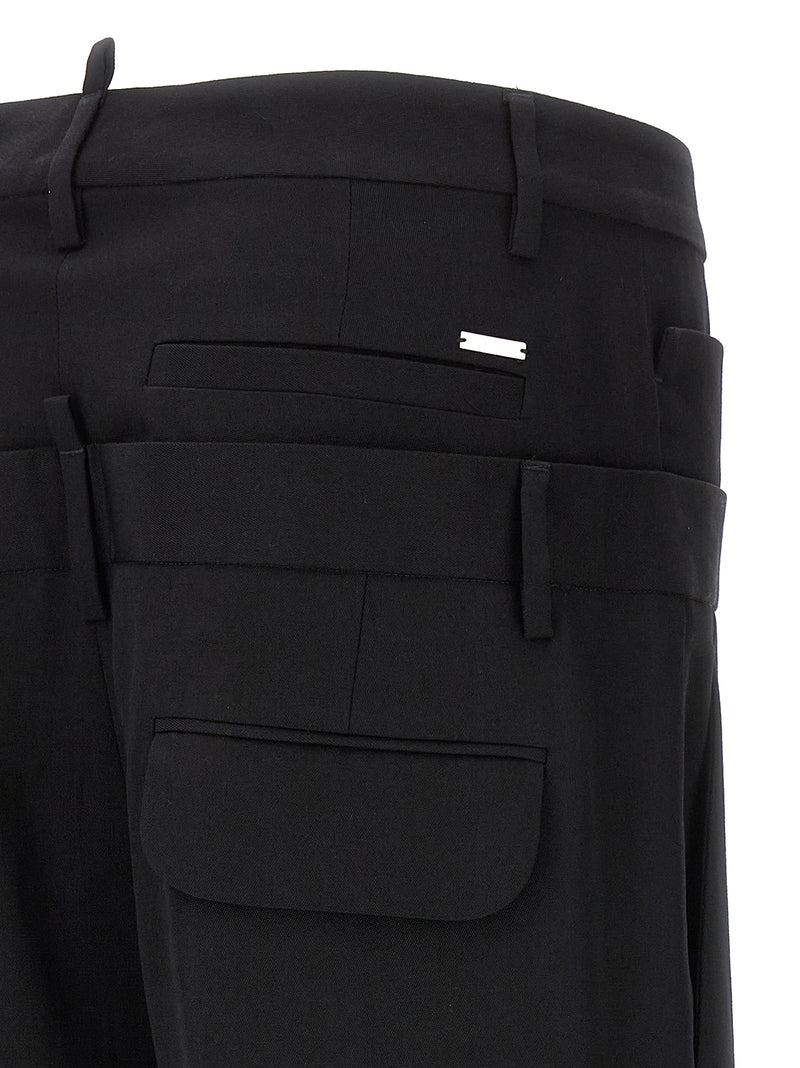 Dsquared² Black Virgin Wool Dress Pants - Chic Wide-Leg Design