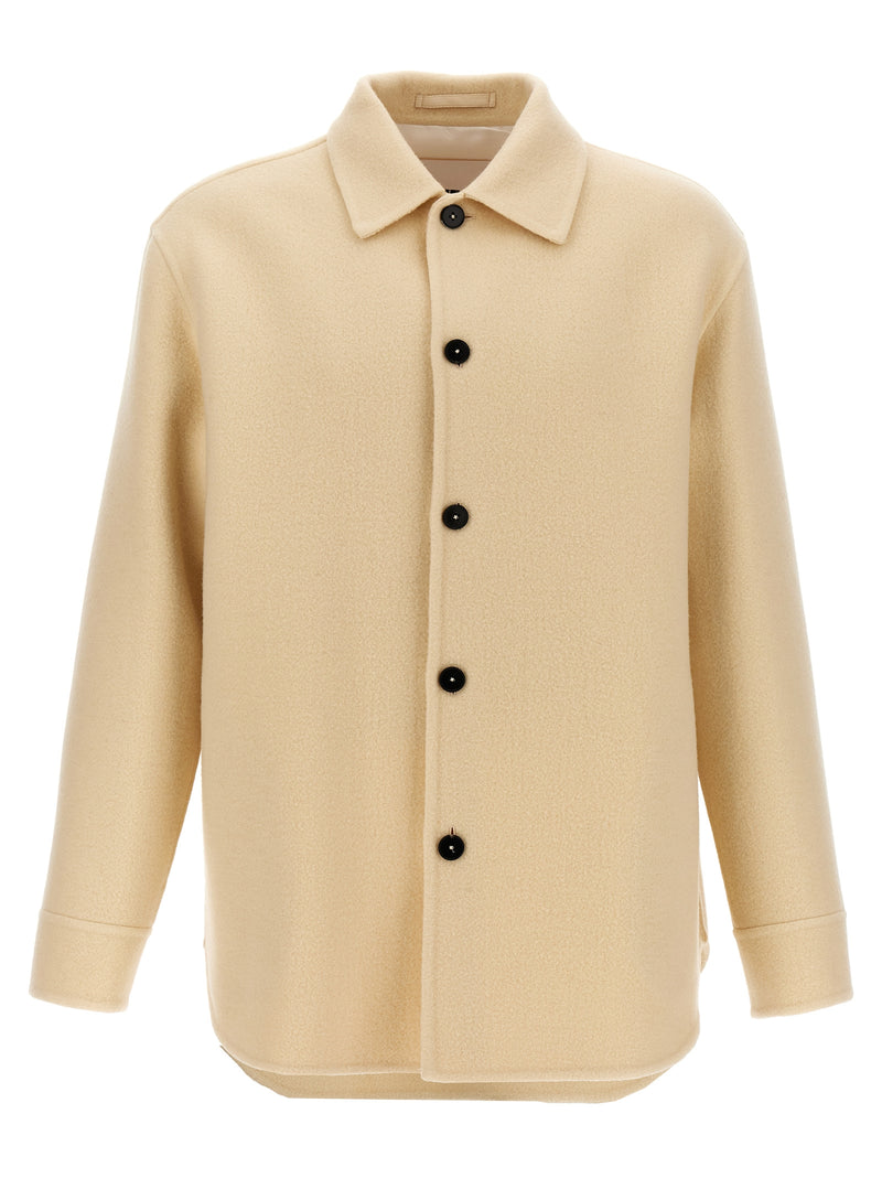 Jil Sander Beige Virgin Wool Coat for Men