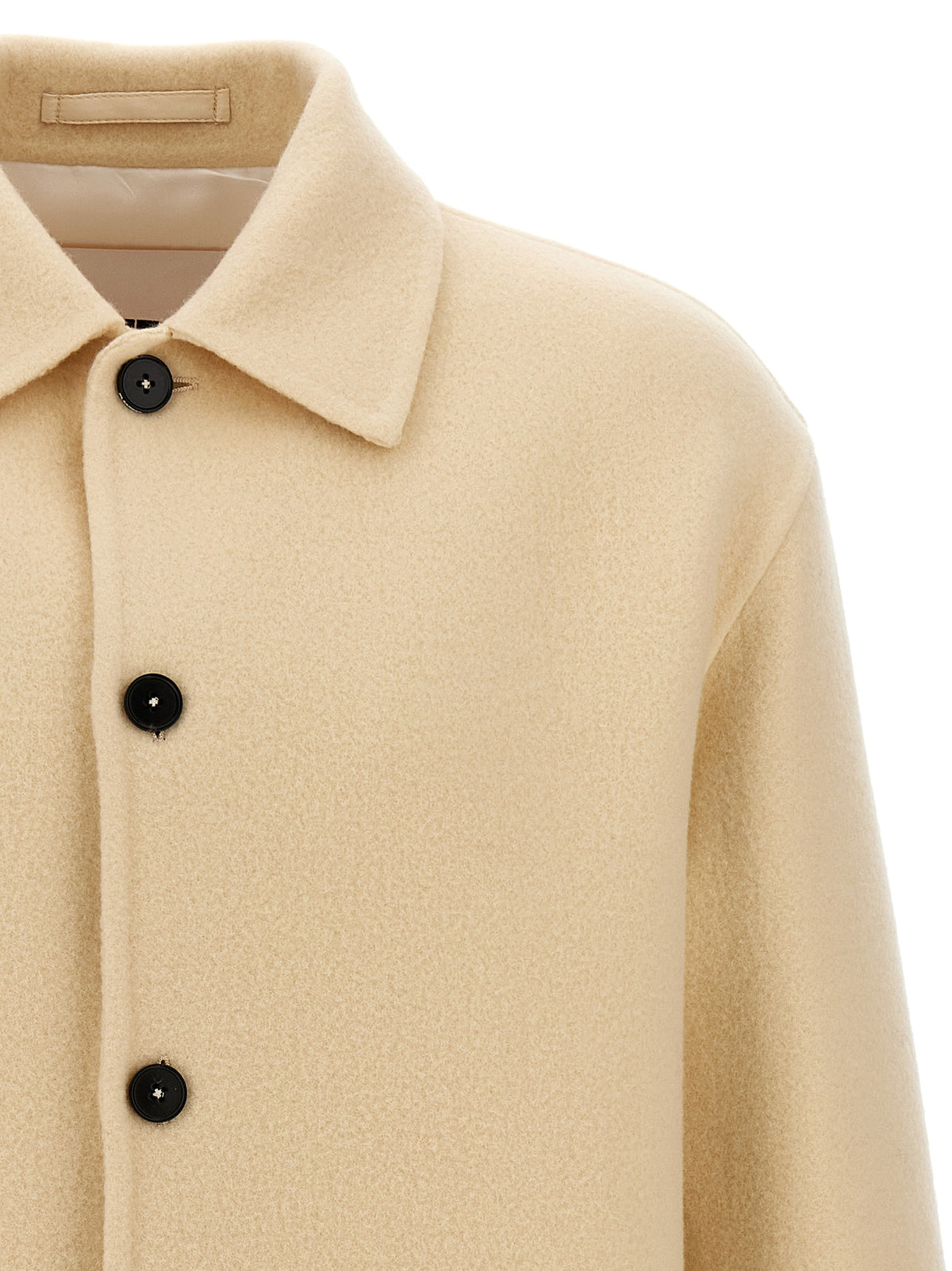 Jil Sander Beige Virgin Wool Coat for Men