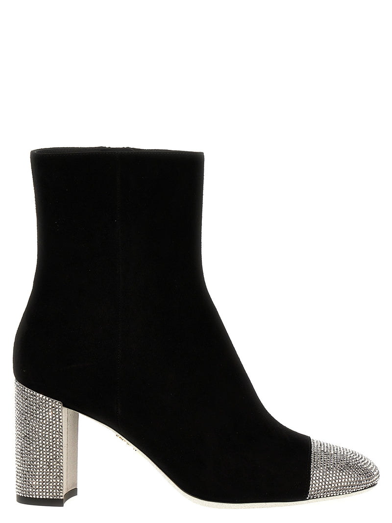 RENE CAOVILLA Bonnie Black Leather Ankle Boots
