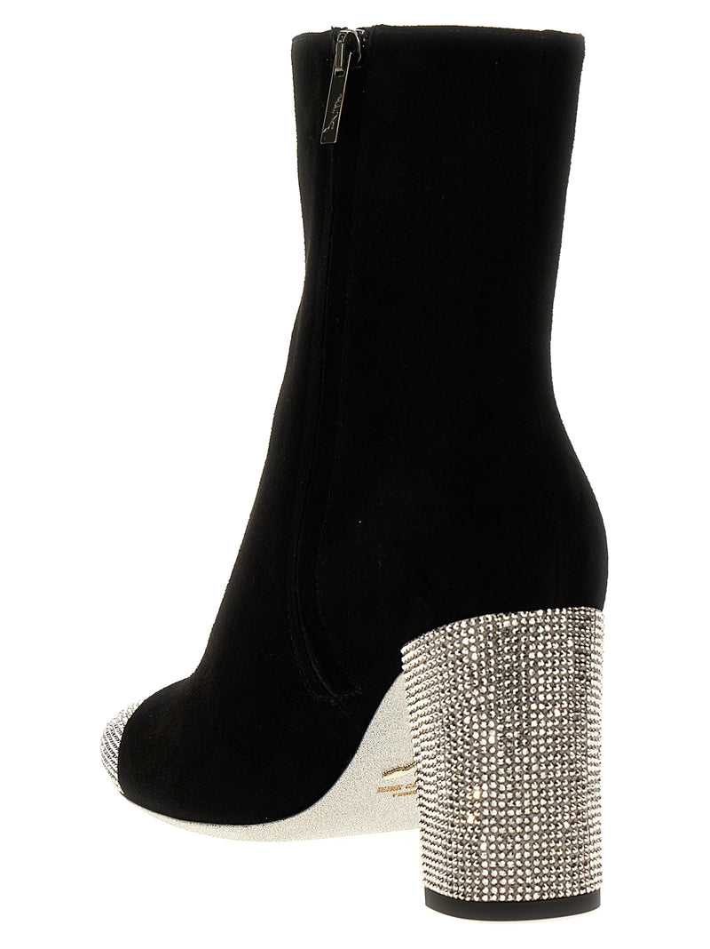 RENE CAOVILLA Bonnie Black Leather Ankle Boots